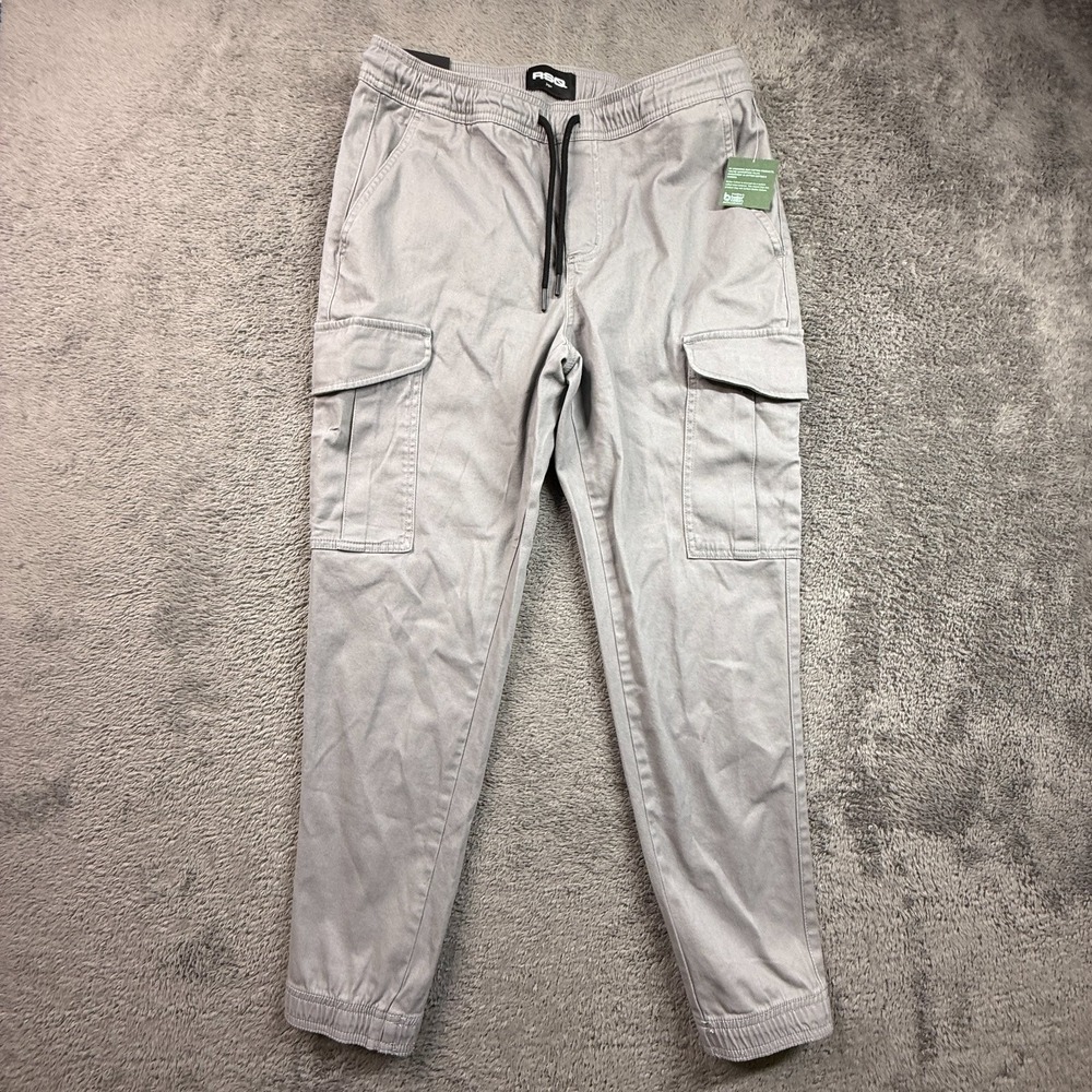 RSQ Mens Gray Cargo Jogger Pants M NWT Drawstring Tapered Leg Streetwear